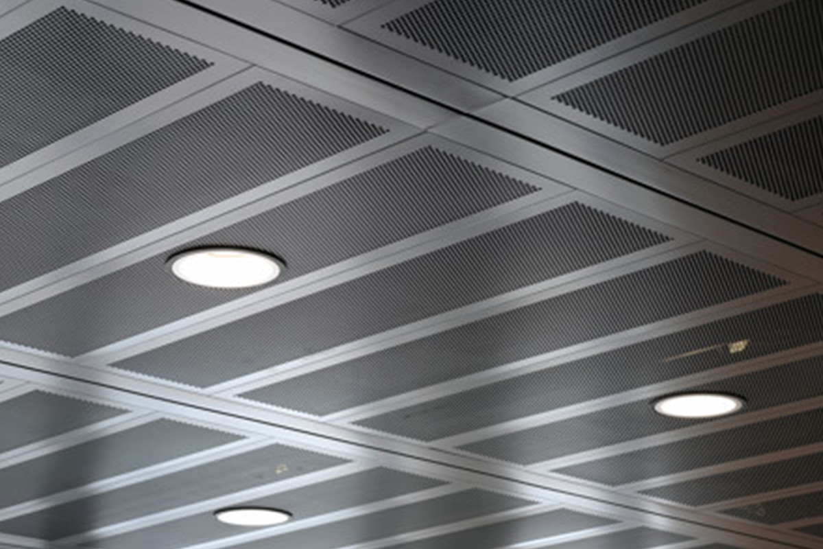 Metal ceiling solutions use precision-engineered aluminum or steel panels that deliver style, durability, and easy maintenance. Available in various textures, perforations, and finishes.