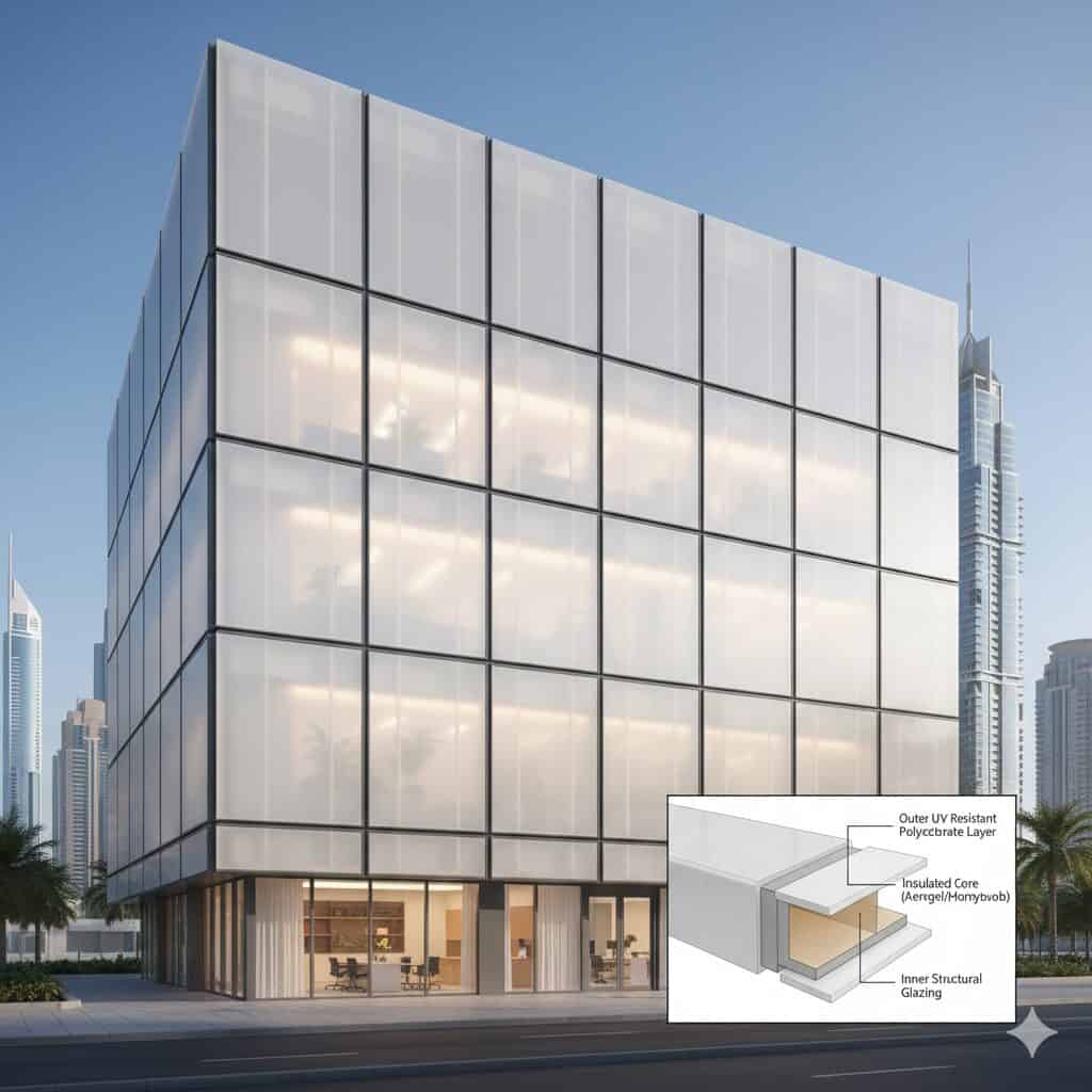 Translucent facade texture close-up